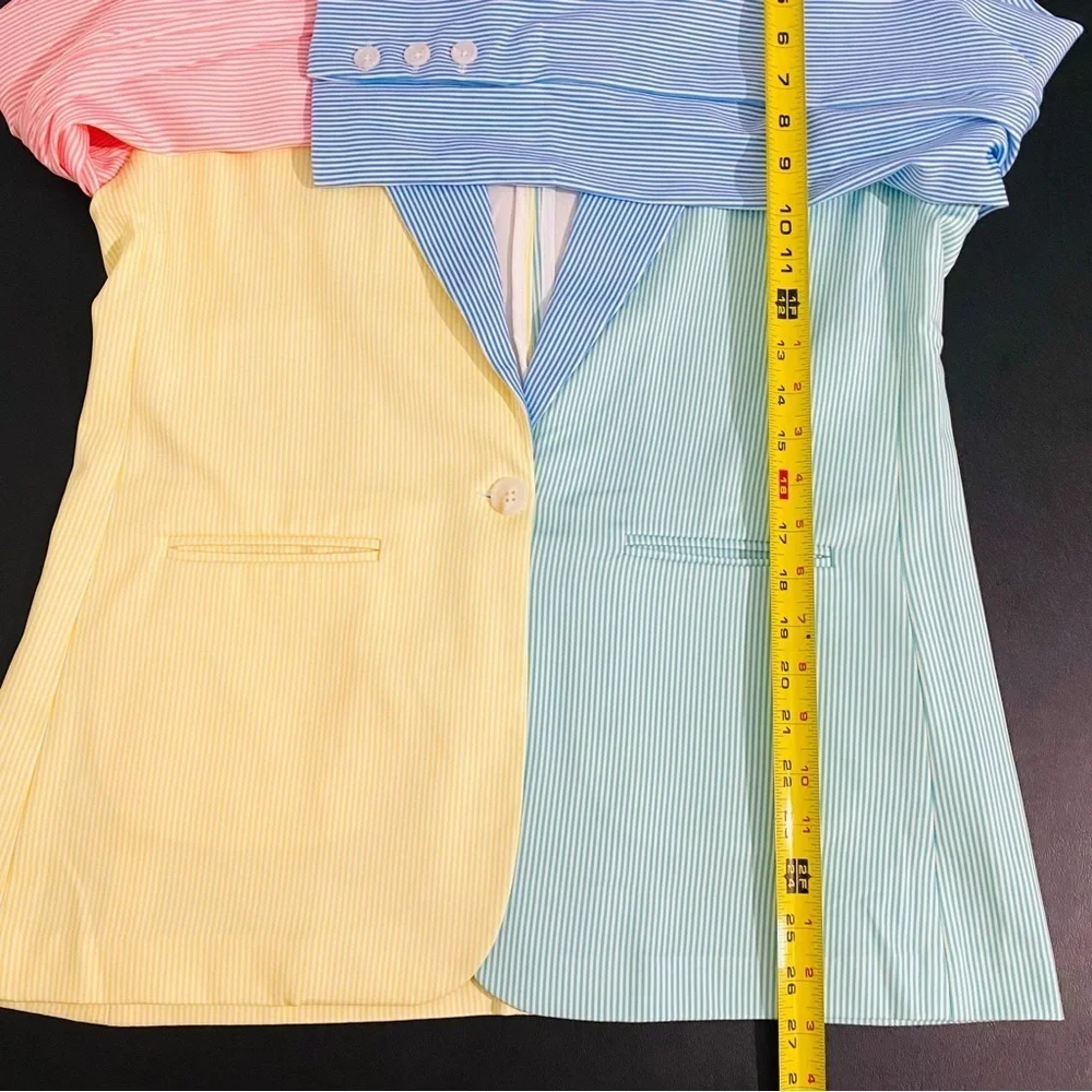 New Shinesty Millionaires Row Derby Color Block Blazer Size 10 Striped